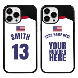 
Personalized USA Soccer Jersey Case for iPhone 13 Pro Max - Hybrid - (Black Case, Black Silicone)