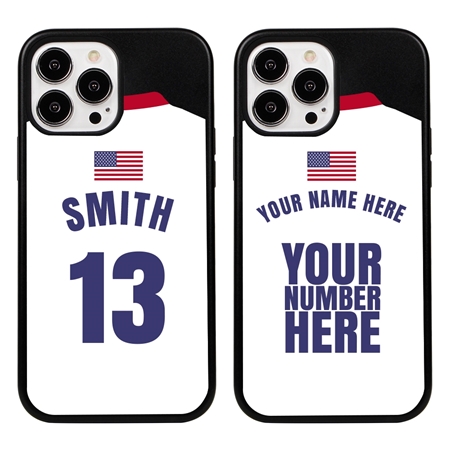 Personalized USA Soccer Jersey Case for iPhone 13 Pro Max (Black Case, Black Silicone)
