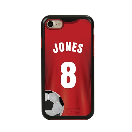 Custom Soccer Jersey Hybrid Case for iPhone 7/8/SE - (Black Case, Full Color Jersey)
