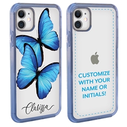
Personalized Insects Case for iPhone 11 – Clear – Big Blue Butterflies