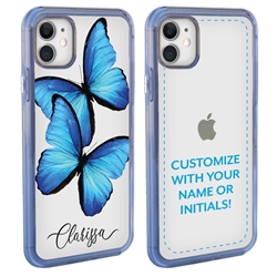 
Personalized Insects Case for iPhone 11 – Clear – Big Blue Butterflies