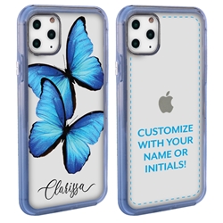 
Personalized Insects Case for iPhone 11 Pro – Clear – Big Blue Butterflies