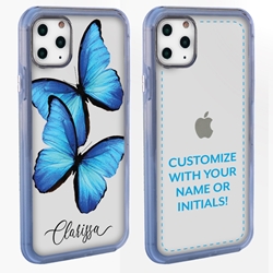 
Personalized Insects Case for iPhone 11 Pro Max – Clear – Big Blue Butterflies