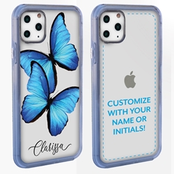 
Personalized Insects Case for iPhone 11 Pro Max – Clear – Big Blue Butterflies