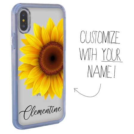 Personalized Floral Case for iPhone X / XS – Clear – Big Beautiful Sunflower
