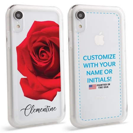 Personalized Floral Case for iPhone XR – Clear – Big Beautiful Rose
