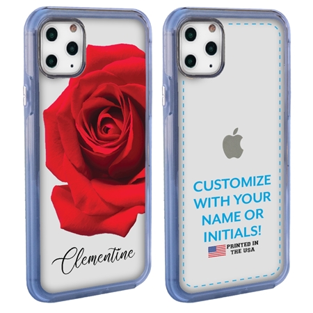Personalized Floral Case for iPhone 11 Pro – Clear – Big Beautiful Rose
