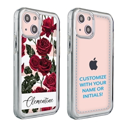 
Personalized Floral Case for iPhone 13 Mini – Clear – Red Roses