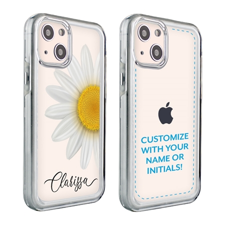 Personalized Floral Case for iPhone 13 – Clear – Big Beautiful Daisy
