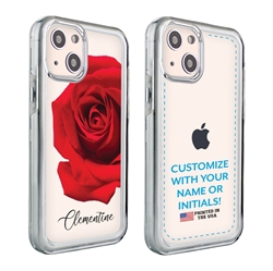 
Personalized Floral Case for iPhone 13 – Clear – Big Beautiful Rose