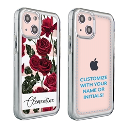 
Personalized Floral Case for iPhone 13 – Clear – Red Roses