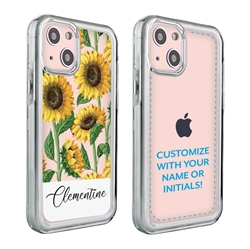 
Personalized Floral Case for iPhone 13 – Clear – Sunflower Stalks