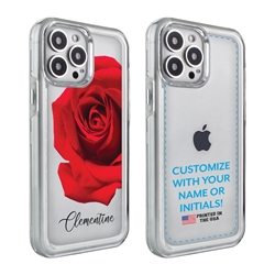 
Personalized Floral Case for iPhone 13 Pro – Clear – Big Beautiful Rose