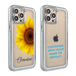 
Personalized Floral Case for iPhone 13 Pro – Clear – Big Beautiful Sunflower