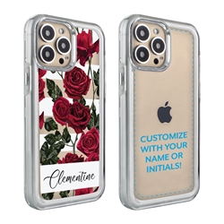 
Personalized Floral Case for iPhone 13 Pro – Clear – Red Roses