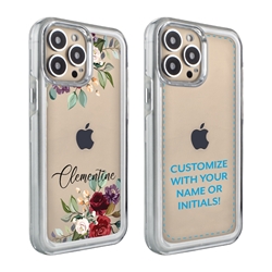 
Personalized Floral Case for iPhone 13 Pro – Clear – Rose Bouquet