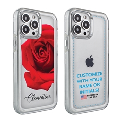 
Personalized Floral Case for iPhone 13 Pro Max – Clear – Big Beautiful Rose