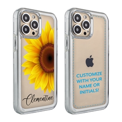 
Personalized Floral Case for iPhone 13 Pro Max – Clear – Big Beautiful Sunflower