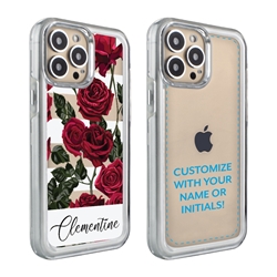 
Personalized Floral Case for iPhone 13 Pro Max – Clear – Red Roses