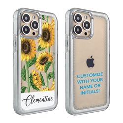 
Personalized Floral Case for iPhone 13 Pro Max – Clear – Sunflower Stalks