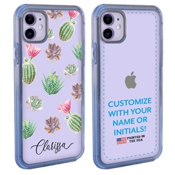 
Personalized Cactus and Succulents Case for iPhone 11 – Clear – Pastel Cactus Collage