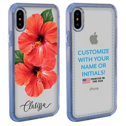 
Personalized Tropical Case for iPhone X / XS – Clear – Red Hibiscus