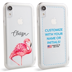 
Personalized Tropical Case for iPhone XR – Clear – Fancy Flamingo