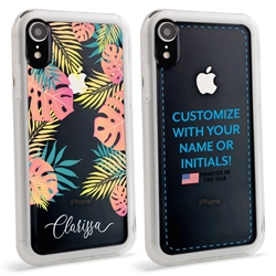 
Personalized Tropical Case for iPhone XR – Clear – Pastel Leaves