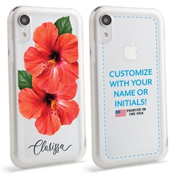 
Personalized Tropical Case for iPhone XR – Clear – Red Hibiscus