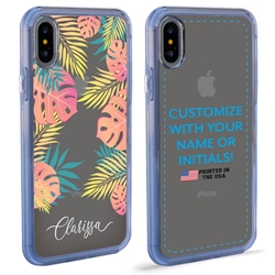 
Personalized Tropical Case for iPhone Xs Max – Clear – Pastel Leaves