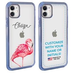 
Personalized Tropical Case for iPhone 11 – Clear – Fancy Flamingo