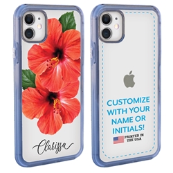 
Personalized Tropical Case for iPhone 11 – Clear – Red Hibiscus