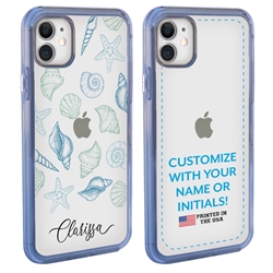 
Personalized Tropical Case for iPhone 11 – Clear – Seashell Collage
