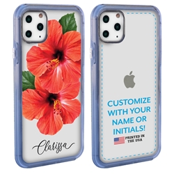 
Personalized Tropical Case for iPhone 11 Pro – Clear – Red Hibiscus