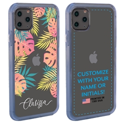 
Personalized Tropical Case for iPhone 11 Pro Max – Clear – Pastel Leaves