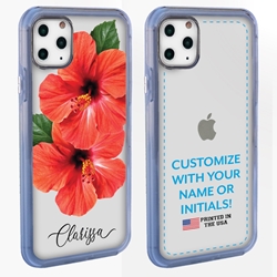 
Personalized Tropical Case for iPhone 11 Pro Max – Clear – Red Hibiscus