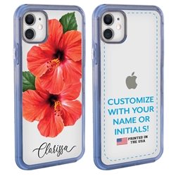 
Personalized Tropical Case for iPhone 12 Mini – Clear – Red Hibiscus
