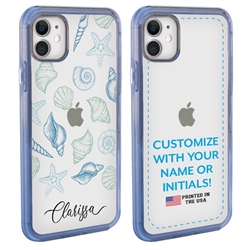 
Personalized Tropical Case for iPhone 12 Mini – Clear – Seashell Collage