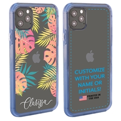 
Personalized Tropical Case for iPhone 12 Pro Max – Clear – Pastel Leaves