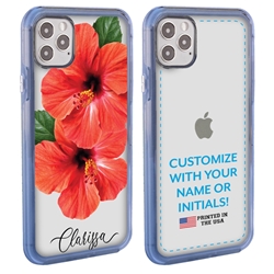 
Personalized Tropical Case for iPhone 12 Pro Max – Clear – Red Hibiscus