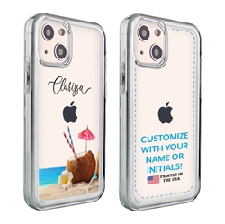 
Personalized Tropical Case for iPhone 13 Mini – Clear – Coconut Beach