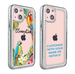 
Personalized Tropical Case for iPhone 13 Mini – Clear – Jungle Parrots