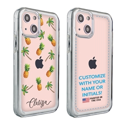 
Personalized Tropical Case for iPhone 13 Mini – Clear – Palms and Pineapples