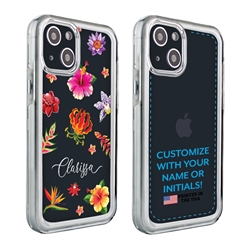 
Personalized Tropical Case for iPhone 13 Mini – Clear – Paradise Petals