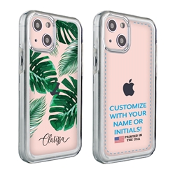 
Personalized Tropical Case for iPhone 13 Mini – Clear – Tropical Leaves