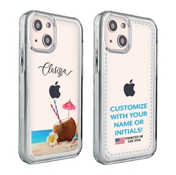 
Personalized Tropical Case for iPhone 13 – Clear – Coconut Beach