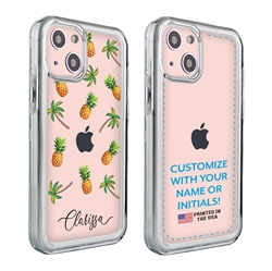 
Personalized Tropical Case for iPhone 13 – Clear – Palms and Pineapples