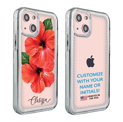 
Personalized Tropical Case for iPhone 13 – Clear – Red Hibiscus