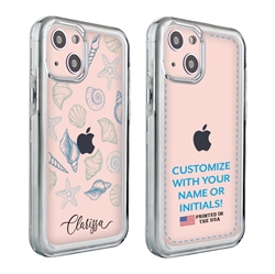 
Personalized Tropical Case for iPhone 13 – Clear – Seashell Collage