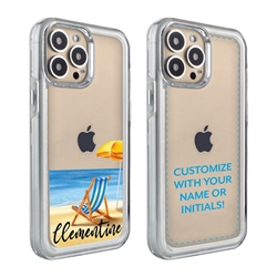 
Personalized Tropical Case for iPhone 13 Pro – Clear – Beach Time